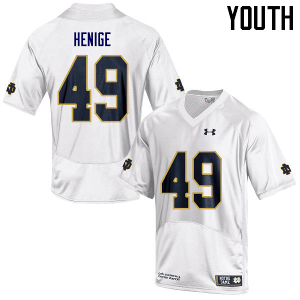 Youth #49 Jack Henige Notre Dame Fighting Irish College Football Jerseys Sale-White - Click Image to Close